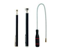 Kzouenzu Acier Inoxydable Aimant Telescopique + Tige Aimantée Flexible[3 Pièces], Aimant Telescopique, Pour Vis, Écrous, Clés, Pièces Métalliques, Durable Avec Clip De Poche [ 2 Noir+1 Argent]