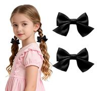 Kzouenzu Cheveux avec Nœud [2 Pinces], barrettes à cheveux, accessoires de cheveux pour filles, enfants, adolescentes, femmes [Noir]