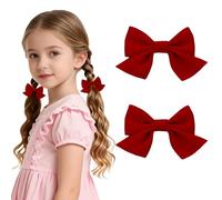 Kzouenzu Cheveux Avec Nœud [2 Pinces], Barrettes À Cheveux, Accessoires De Cheveux Pour Filles, Enfants, Adolescentes, Femmes [Rouge]