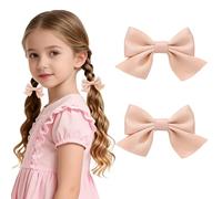 Kzouenzu Cheveux avec Nœud [2 Pinces], barrettes à cheveux, accessoires de cheveux pour filles, enfants, adolescentes, femmes [Rose]