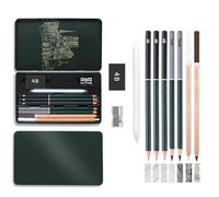 Kzouenzu Crayons Dessin Professionnel [10 Pièces], Set De Crayon Graphite - Mixte, Avec Boîte En Fer Boîte