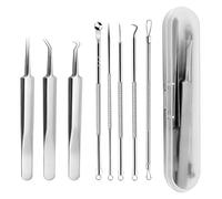 Kzouenzu Extracteur Point Noir [8 Pièces], Blackhead Remover Outil, Acier Inoxydable Enlever Point Noir Outils Pour Le Visage [Argent]