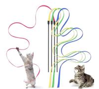 Kzouenzu Lot De 4 Jouets pour Chat, Jouets pour Chat avec Baguette Interactive, Ruban Arc en Ciel De 60 Cm, Jouet De Dressage pour Chat - Accessoire Interactif pour Intérieur [Multicolores]