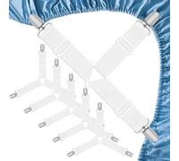 Kzouenzu Tendeur Drap Housse, Set De 5 Pièces, Élastiques Ajustables Sangle Drap Housse, Pince Drap Housse avec Pinces Métalliques, pour Draps De Lit, Housses De Matelas, Coussins De Canapé