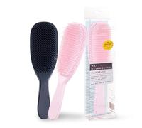 Kzouenzu Wet Detangler Brosse À Cheveux, Brosse À Cheveux Démêlante, Brosse A Cheveux Demelante, Cheveux Humides & Secs [Noir + Rose]