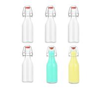 KZQXXT Lot de 6 bouteilles en verre de 250 ml avec bouchon à étrier - Bouteilles anti-fuite pour jus, huile, sirop et liqueur - Passe au lave-vaisselle et réutilisable
