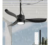 KZT IP65 Ventilateur de plafond Extérieur avec Éclairage 106CM LED Plafonnier Ventilateur Silencieux 6 Vitesses Dimmable Ceiling Fan with Light pour Terrasse Gazebo, avec télécommande APP
