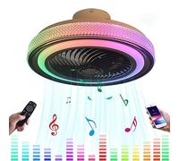 KZT LED Dimmable Ventilateur au Plafond avec Éclairage Lumière Et Telecommande RGB Music Silencieux Fan Plafonnier avec Bluetooth Parleur Lampe au Plafond Chambre Salon Chambre des enfants Fan Lustre