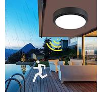 KZT Plafonnier LED avec Détecteur de Mouvement IP65 Imperméable lampe Salle de Bain 18W Lampes de Plafond avec capteur crépusculaire Aluminium Luminaires extérieur rond Plafonnier de Lampe Pour Porche