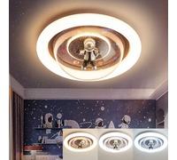 KZT Plafonnier LED Dimmable Astronaute Veilleuse Cartoon Chambre Enfant Éclairage de Plafond Moderne Rond Bleu 50x50x25cm