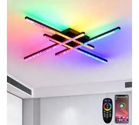 KZT Plafonnier LED RGBIC Connecté Luminaire Plafonnier avec Synchronisation Musique Éclairage de Plafond Moderne Géométrique Dimmable Lampe Plafond pour Salon Chambre Gaming Fête