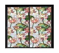 KzW947 Film électrostatique amovible en PVC pour portes en verre Motif floral arc-en-ciel 100 x 43 cm Autocollant d'intimité 5 motifs botaniques (le motif varie) KzW947 (B, 100 x 43 x 0,1 cm)