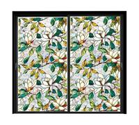 KzW950 Film de protection de l'intimité pour fenêtre, vitrail, fleurs blanches arc-en-ciel, double autocollant sans fenêtre, pour maison, salon, fenêtre, porte en verre, 40 x 100 x 43 x 0,1 cm