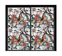 KzW950 Film de protection de l'intimité pour fenêtre, vitrail, fleurs blanches arc-en-ciel, double sans fenêtre, pour maison, salon, fenêtre, porte en verre, 100 x 43 x 0,1 cm