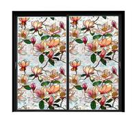 KzW950 Film de protection de l'intimité pour fenêtre vitrail Motif fleurs blanches arc-en-ciel 100 x 43 x 0,1 cm