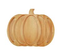 KzW954 Plateau de service en bois en forme de citrouille d'automne pour collations, fruits, viande, fromage, Halloween, Thanksgiving, fêtes, Noël (C, taille unique)