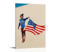 KZXBOCXHV Simone Biles - Impression sur toile style rétro avec cadre - Impressions sur toile pour maison, salle de sport, bureau, chambre à coucher, décoration murale d'intérieur - 50 x 75 cm