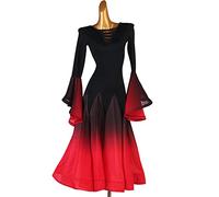 kzytamz Robe de Danse Moderne Danse Standard Nationale Femmes Robes de Danse de Salon Trompette Manches Valse Costumes de Performance Danse de Salon de CompéTition Robe (S,black2)