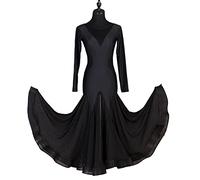 kzytamz Robe de Danse Standard Nationale Robes de Bal Dos Nu Moderne Valse Standard Ballroom Concours Robes Tango Flamenco vêtements de Danse Noire Grande Jupe balançoire (L,Black)