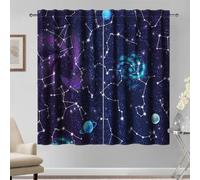 Kzzfqxb 107×160cm Rideaux Galaxy, Bleu Violet Nuit Ciel Étoilé Planètes Nébuleuse Astronomie Draper 2 Panneaux pour Garçons Filles, Chambre Salon Draperies de Fenêtre
