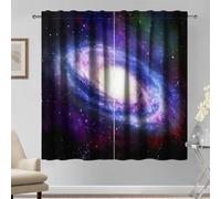 Kzzfqxb 107x215cm Rideaux de la Voie lactée 2 Panneaux, Univers onirique mystérieuse Espace Galaxie Bleue-Violette Rideau Filtre la lumière, Décoration astronomique pour Salon et Chambre d'adolescent