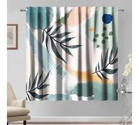 Kzzfqxb 132×214cm Rideaux Modernes, Graffiti Gouache Vert Ocre Couleur Commune Feuilles de Saule rétro 2 Panneaux, Drape de fenêtre pour Chambre Salon