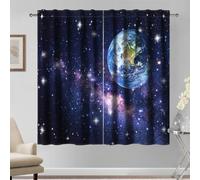 Kzzfqxb 135x229cm Ensemble de 2 Panneaux de Rideaux Ciel Étoilé, Système Solaire Terrestre, Asteroides, Galaxie, fenêtre Étoilés pour Enfants, Draperies pour Chambre et Salon