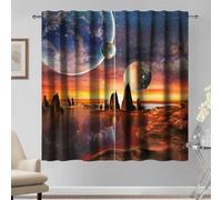 Kzzfqxb Rideaux 117x183cm 2 Panneaux, Science-Fiction Vue sur la planète Univers Futur fenêtre drapés, décoration Fantastique et Magnifique pour Chambre d'enfant Salon Adolescent