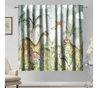 Kzzfqxb Rideaux 135x229cm Motif Dessin animé 2 Panneaux, Motif Dinosaures de l'ère Jurassique Arbres forêt Verte, décoration Fantaisie pour Chambre d'enfant, garçon ou Chambre d'enfant