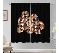 Kzzfqxb Rideaux à Passe-Tringle 117x229cm 2 Panneaux, Halloween Mort effrayante crânes sanglants et Horrible Filtre la lumière Rideau, Décoration fête d'horreur pour Salon et Chambre à Coucher