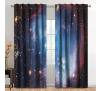 Kzzfqxb Rideaux à Passe-Tringle 117x229cm 2 Panneaux, Univers Bleu Rouge Galaxie nébuleuses Ciel étoilé Filtre la lumière drapés de fenêtre, Décoration mystérieux pour Salon et Chambre à Coucher