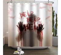Kzzfqxb Rideaux de Douche 180x180cm avec Crochets, Halloween Meurtre Effrayant Lettres d'aide sanglantes étanche Tissu Polyester pour Baignoire, Décoration fête d'horreur pour Salle de Bain