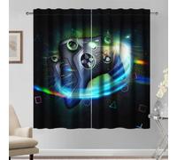 Kzzfqxb Rideaux Manette de Jeu 107x160cm 2 Panneaux, poignée de Commande Noire pour Jeux Esports fenêtre drapés, décoration de Couleur foncée pour Chambre d'enfant garçon Adolescent Salon