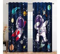 Kzzfqxb Rideaux pour Enfants 107x160cm 2 Panneaux, Motif astronautes et explorateurs de l'espace, décoration de fenêtre Fantaisie pour Chambre d'enfant, garçon ou Fille, Salon
