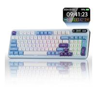 KZZI Z98 Clavier crémeux, clavier mécanique sans fil à 94 touches avec affichage intelligent et bouton, connexion à trois modes, remplaçable à chaud