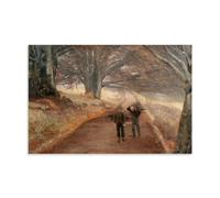 L.a. L'anneau Sentier Près De Herlufsholm, Zélande 1890 Impression D'art Réaliste - Route De Campagne Rustique Avec Collectionneurs De Bois Décoration Murale Impressions Sur Toile Pour La Maison Unf