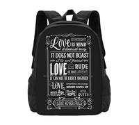 L’Amour est Patient Genre Amour jamais échouer poème Saint-Valentin Cartable Sac à Dos Sacs de Mode drôle Mignon Genre jamais l’Amour est