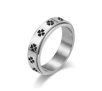 L’anneau rotatif en acier titane Lucky Clover soulage l’anxiété Cadeau de Noël en acier inoxydable Lucky Ring