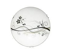 L+ Applique Diffuseur en Verre Circulaire Demi-Lune Verre Métal Sérigraphie Chambre Cuisine Salon E27 (Ø30cm)