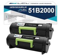 L artouche de Toner Compatible 51B2000 51B00A0 2500 Pages (2 Noir) Remplacement pour Lexmark MS317 MS317DN MS417 MS417DN MS517 MS517DN MS617 MS617DN MX317 MX317DN MX417 MX417DN MX517 MX517DE MX617