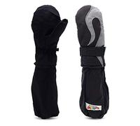 L-Bow Moufles pour enfants + style flamme pour la rentrée des classes + design étanche + matériau Thinsulate 3M par temps froid + moufles d'hiver pour la neige, gris, M