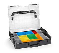 L-BOXX 102 - Mallette à outils en plastique noir avec couvercle transparent - Avec jeu de boîtes de rangement H3 pour petites pièces - Système de rangement idéal des vis