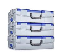 L-BOXX Lot de 3 boîtes à outils 136, taille 2, gris clair/bleu industriel, compatibles avec le système Bosch L-Boxx, empilables, vides, ABS robuste, système de transport