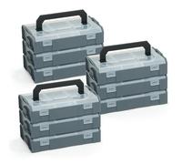 L-BOXX Lot de 9 mini boîtes de rangement compactes pour vis et chevilles, compatibles avec le système Sortimo & Bosch, convient à un usage alimentaire, empilables, séparables