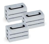 L-BOXX Lot de 9 mini boîtes de rangement pour vis et chevilles, gris clair, avec couvercle transparent, compatibles avec le système Bosch, convient à un usage alimentaire, empilables, séparables