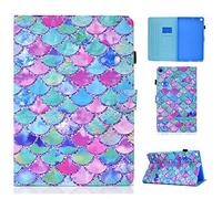 L&Btech Coque pour Samsung Galaxy Tab A7 10.4'' 2020 Etui Ultra Léger Cuir PU Housse de Protection T500 T505 T507 Multi-Angle avec Poche Cartes pour Samsung Tab A7 10.4 Pouce, Fish Scales