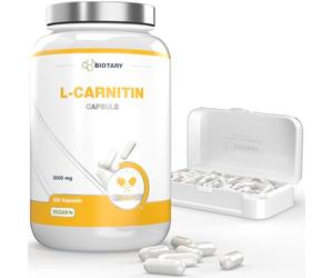 L-carnitine 320 gélules | 3000 mg par jour | Pour 3 Mois| Avec boîte à pilules | gélules à haute dose de L-carnitine | 100% végétalien | populaire auprès des personnes au régime