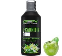 L-Carnitine 6000 Liquid - 1000 ml - Dosage extra élevé avec 6000 mg de L-carnitine pure par portion journalière - Boisson protéinée aux acides aminés - Saveur délicieuse (Crazy Apple) - Vegan