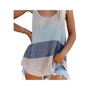 (L,color3)Women's Camisole Tank Top White Pink Blue Color Block Sleeveless Causal Holiday Basic Vacation U Neck Regular Cotton