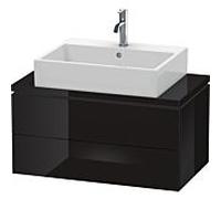 L-Cube Duravit vasque LC580704040 82 x 47,7 cm, noir brillant, pour console, 2 tiroirs